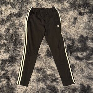 Adidas Black Joggers with White Stripes